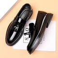 Men's leather dress shoes - autumn business formal, plus size casual soft sole black wedding/groom shoes