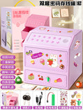 New trendy kids' double-layer piggy bank safe - deposit & withdrawal, password & fingerprint simulation, savings toy for boys & girls