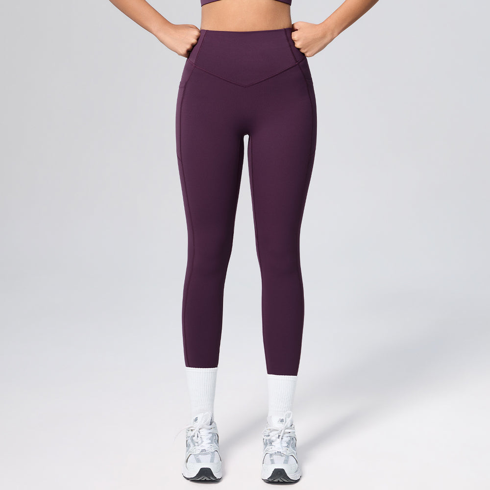 high waistflap pocket pants sportswear two-piece set women's high elastic shaping quick-drying fitness clothes running yoga clothes suit