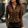 cross-border fashion women's retro slim-fit short napoleon collar jacket