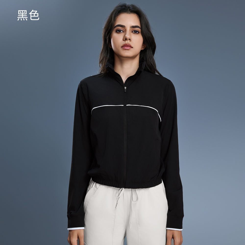 Women's outdoor stand collar sun protection jacket - spring/summer short style, fashionable, versatile, casual activewear, lightweight outerwear d25105