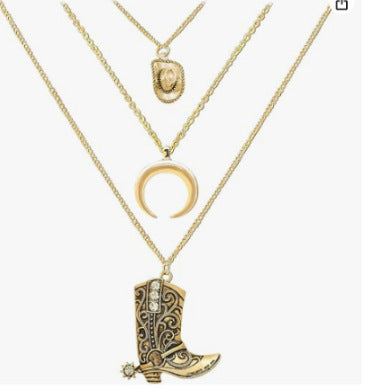 Highly rated new western cowboy boot necklace - gold plated copper, tarnish resistant