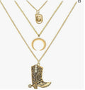 Highly rated new western cowboy boot necklace - gold plated copper, tarnish resistant