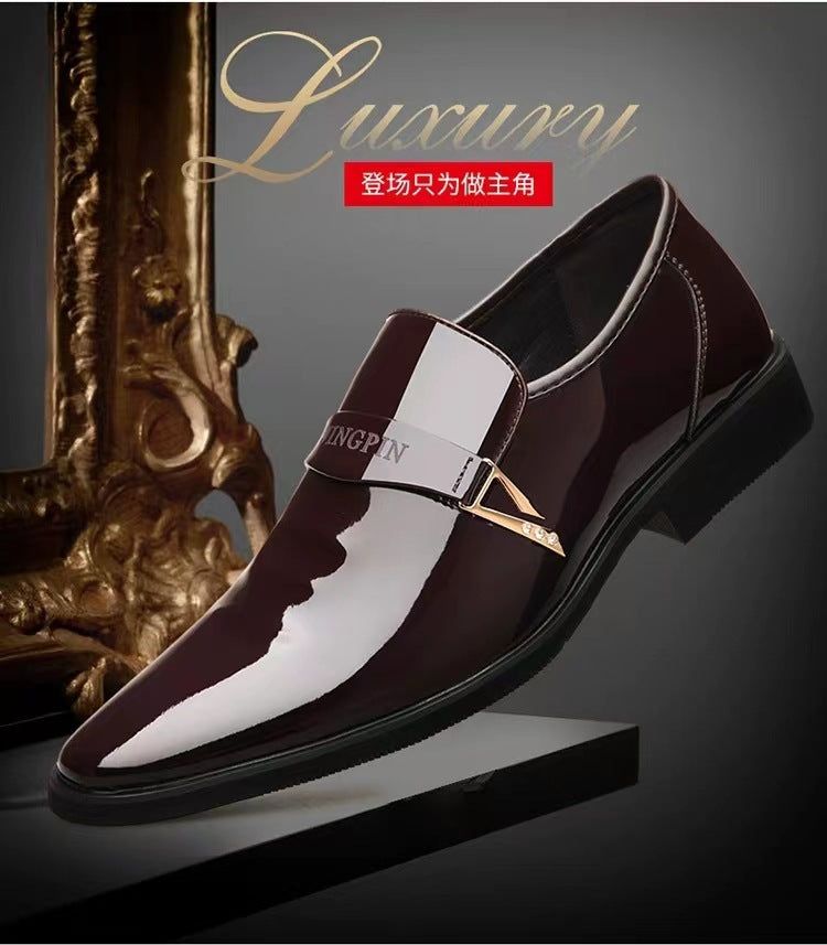 Men's leather shoes - plus size, cross-border, patent leather, business casual, formal, korean style, british style, pointed toe