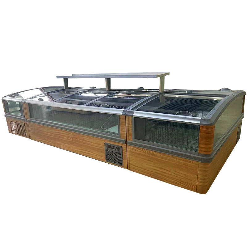 Large window automatic frost combination island freezer