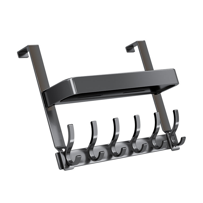 Double-layer storage rack behind the door, strong load-bearing, punch-free wall-mounted clothes hanger, door-mounted clothes and hat storage rack