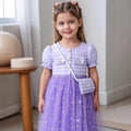 Girls' (toddler) dress, short-sleeve sweetheart star mesh dress with matching mini bag