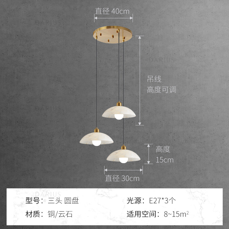 Marble all-copper chandelier modern simple light luxury restaurant chandelier bar light designer creative aisle entry lighting