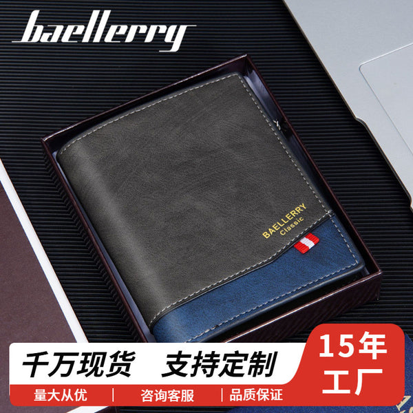 钱包 baellerry短款复古多卡位钱夹拉链零钱包 wallet男士钱包