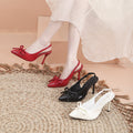 Baotou high heels 2025 spring & fallnew arrival pointed toe bowselegant socialite fashion back empty flats for women