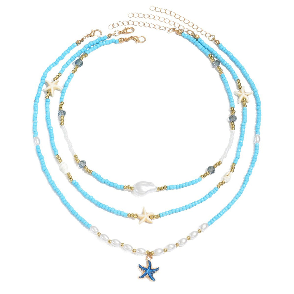 Rice beads necklace wholesale cross-border summer bohemia small fresh jewelry fashion pearl starfish vacation clavicle chain
