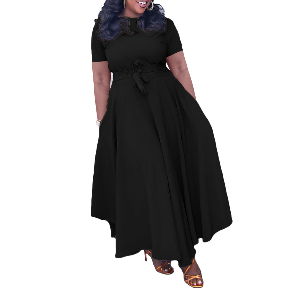 D3184 cross-border women's summer dress : new fashionable and elegant tie-up african-style plus size export dress (us/eu fit)