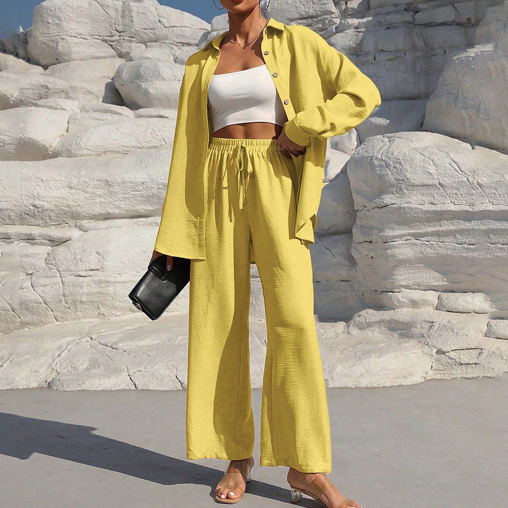 European and american cross-border  summer new arrival: loose-fit two-piece set with wide-leg pants - casual outfit for wholesale export