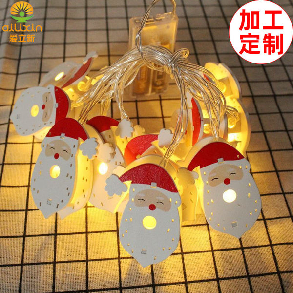 [Processing and customization] Santa Claus snowman wrought iron painted elk bell candle battery box LED lantern string