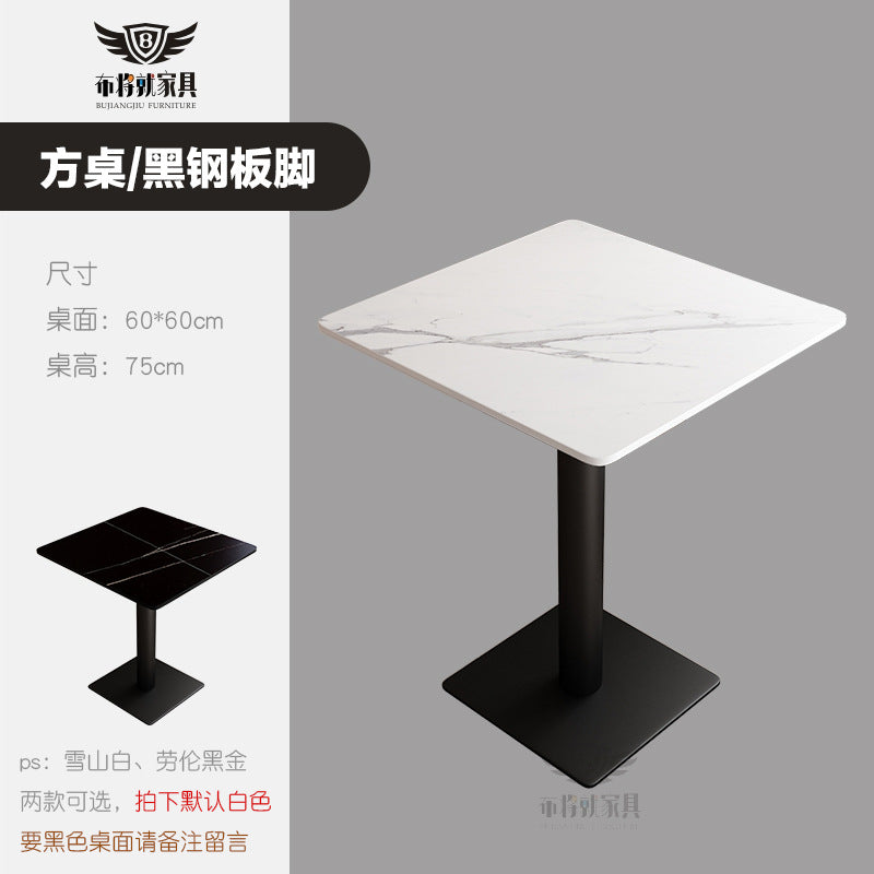 Bar table and chair combination, rock slab canteen dining table, commercial milk tea shop long table, reception and negotiation, cafe small round table