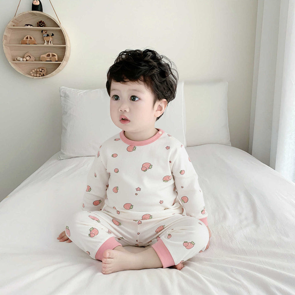 Baby pure cotton boneless high waist belly protection fall and winter autumn clothes suit baby heattechseparatessuit baby suit