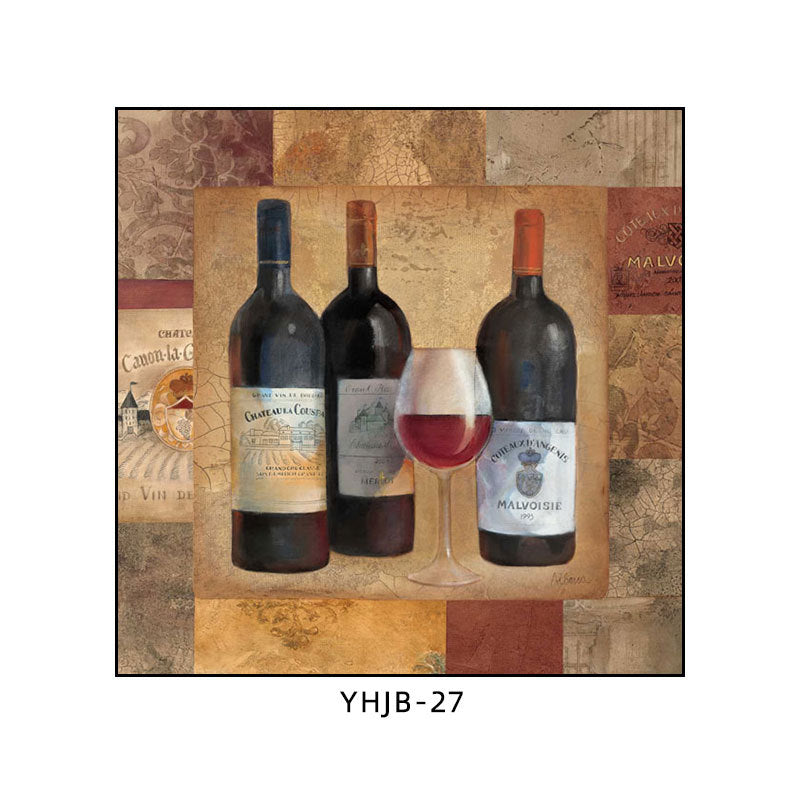 American bar decorative painting retro industrial style creative KTV box red wine glass hanging painting nostalgic wine mural