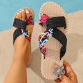 plus sizeoutweareva women's slippers color matching flip-flops women's imitation straw linen flats beach slippers wholesale