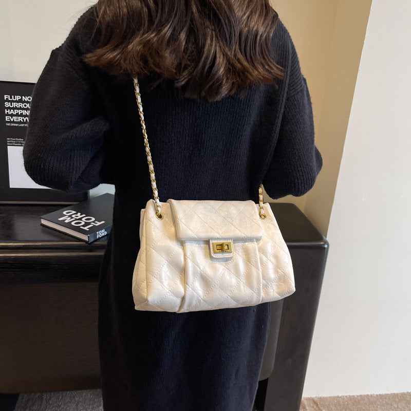 Casual retro large-capacity bag women's 2025 new fashion chain messenger bag, foreign versatile commuter shoulder bag