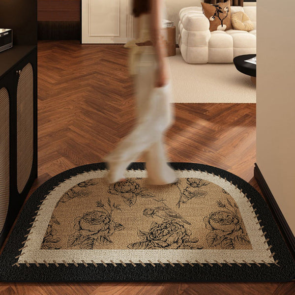 Retro high-end sense, medium and ancient style silk ring entry door floor mat, home door entry, dirt-resistant and non-slip foot pad can be cut