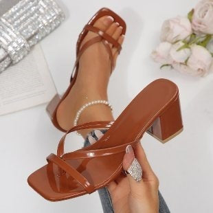 Plus size women's summer sandals & slippers for export - chunky heel, square toe, high heel, new  collection