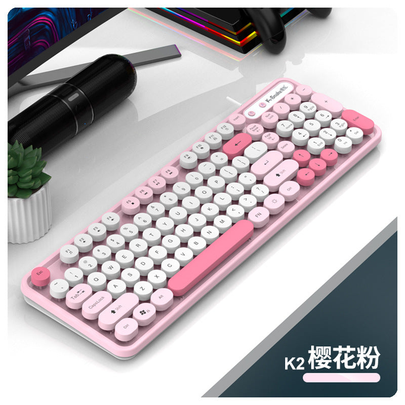 Viper k2 wired usb keyboard and mouse combo - retro punk style for women's desktop, laptop, and office use