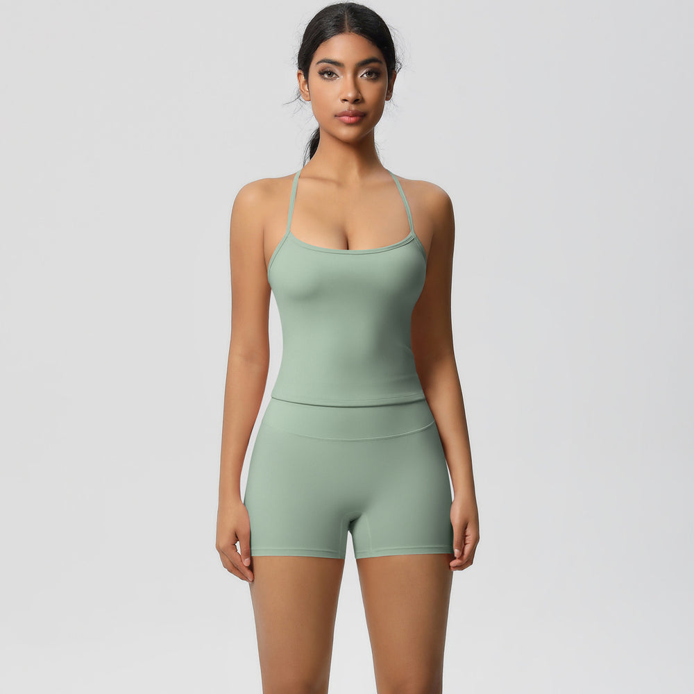 new arrivalpure color suspender beautiful back sports bra suithigh waist hip lifting running fitness yoga suit for women