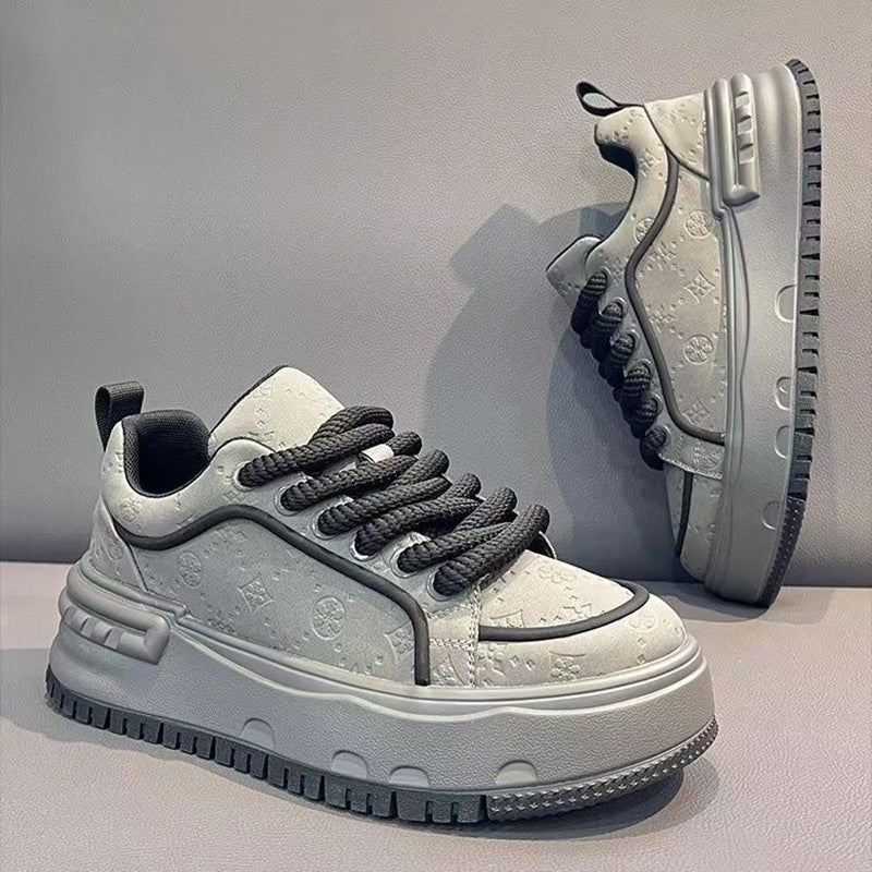 2026 spring new men's shoes: breathable, high-end, thick-soled, height-increasing white sneakers - youth sports & casual skate shoes for men
