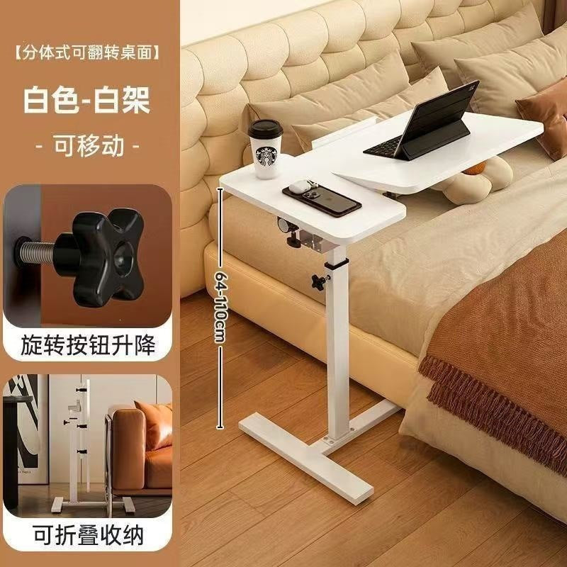 Foldable & mobile adjustable height desk - home study table, bedroom bedside table, portable office desk