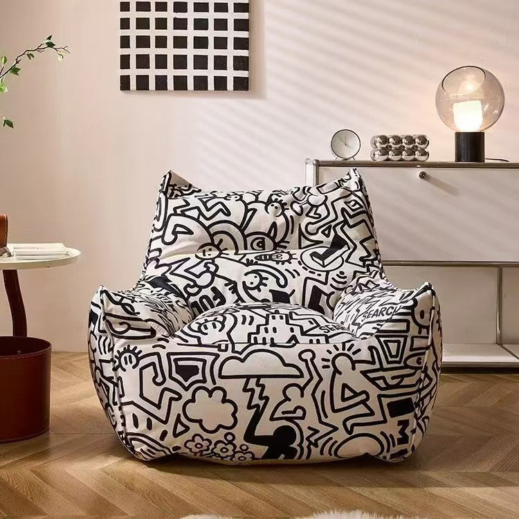 Influencer-approved graffiti lazy bean bag sofa - perfect for living room, bedroom, kids' room, single seater, balcony lounger - customization available direct from the manufacturer