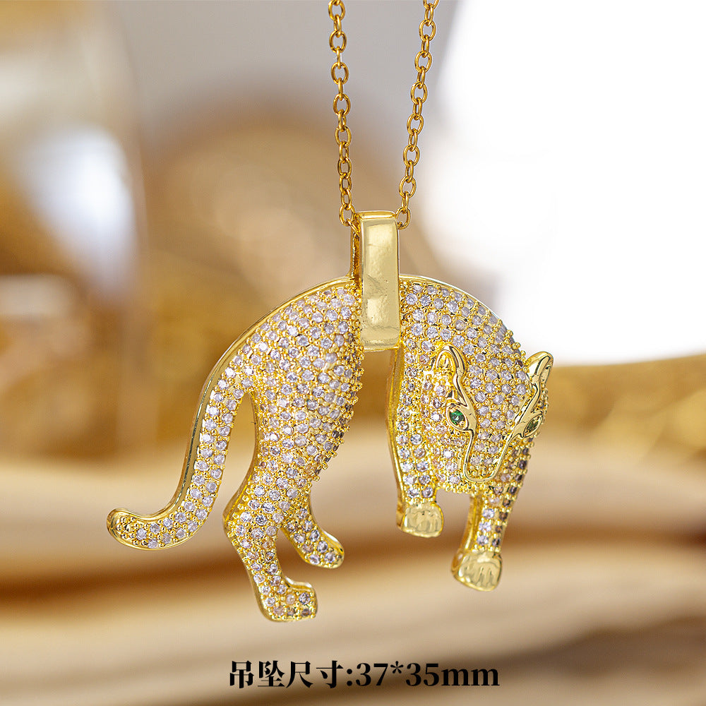 [titanium steel] cross-border popular copper micro-embedded necklace for women, stainless steel gold-plated electroplated high-end exquisite clavicle chain jewelry