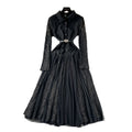 French retroelegancedress women's winter classy crochet lacepatchwork mesh asymmetrical over-the-knee long skirt