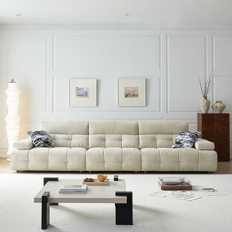 Cream style foshan sofa living room 2025new arrival straight row lawrence sofa small apartment high back fabric sofa