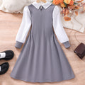 new arrival female youthlong sleeves lapel pit strip patchworkfake two-piece elegantdress