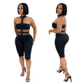 C7728 cross-border   fashion women's sexy off-shoulder beaded halter solid color jumpsuit