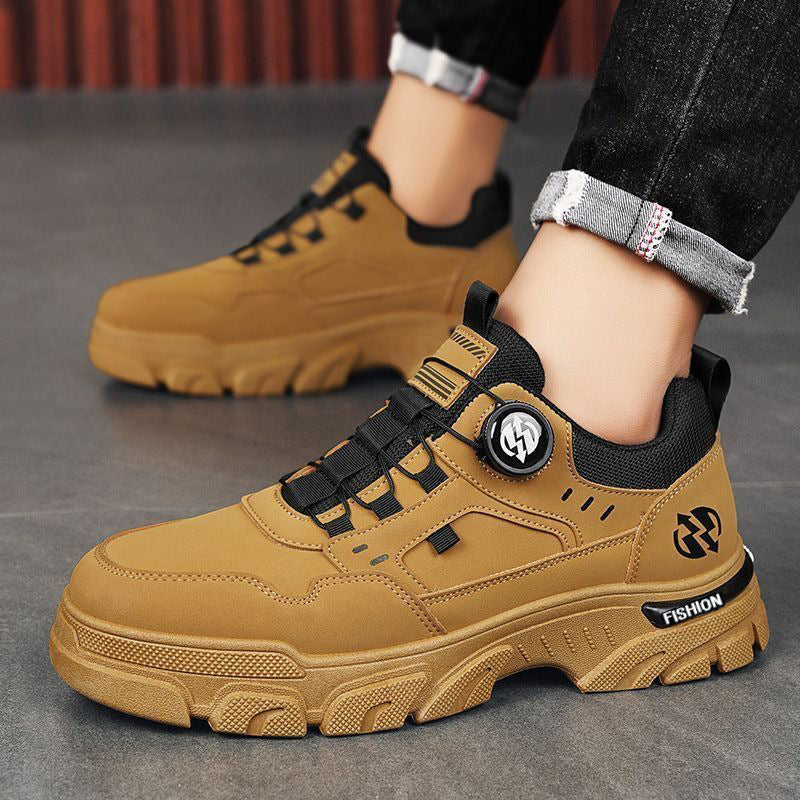 Men's 2025 spring new low-top slip-on swivel buckle athletic casual trendy shoes outdoor waterproof work shoes