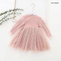 Girls' autumn new arrivals: girls' dress, girls' tulle skirt - stylish bubble sleeve knitted mesh skirt