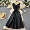 Accessible luxury thousand gold style sleeveless a-line dress women's spring elegancehigh waistslimming lookelegant celebrity banquet dress