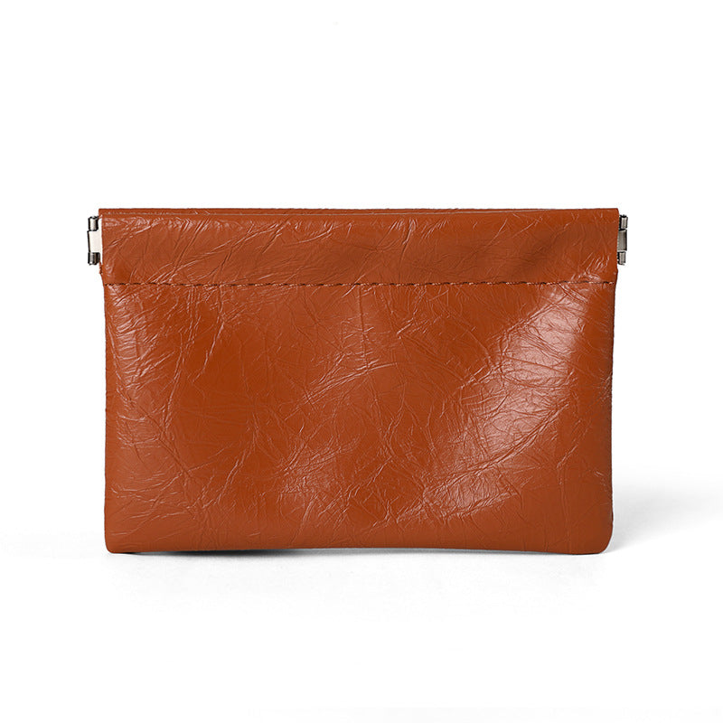 New retro shrapnel automatic tight mouth storage bag simple mini earphone bag small mouth red envelope portable change bag