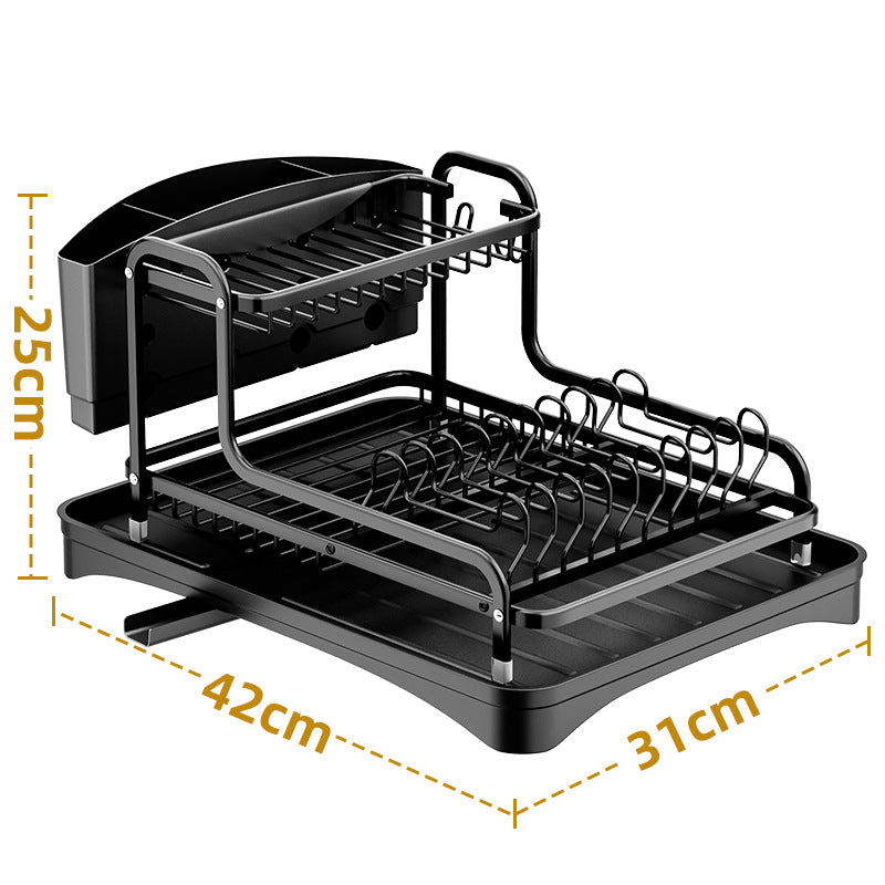 Bowl and chopsticks drain storage box Kitchen multi-functional countertop rack Double-layer storage rack Bowl rack Tableware drain rack