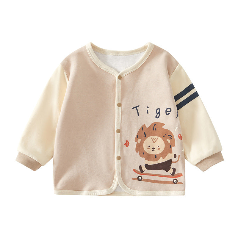 Babycare newborn baby pure cotton double-layer cardigan, korean style autumn outwear, autumn/spring children's clothing