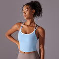 New solid color racerback double-layer crisscross double-sided brushed nylon sports bra running fitness yoga top for women