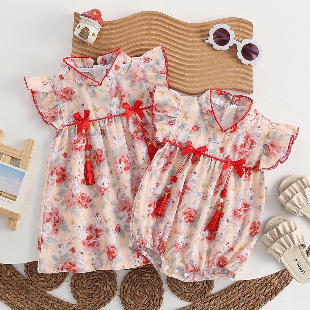 Summer newborn baby princess style breathable floral triangle bodysuit infant short-sleeve full month first birthday dress