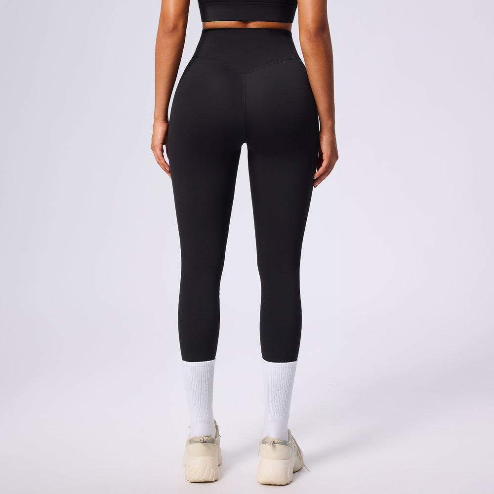 High-waisted shaping yoga leggings - designer style, slimming, butt-lifting, pocketed workout pants for women