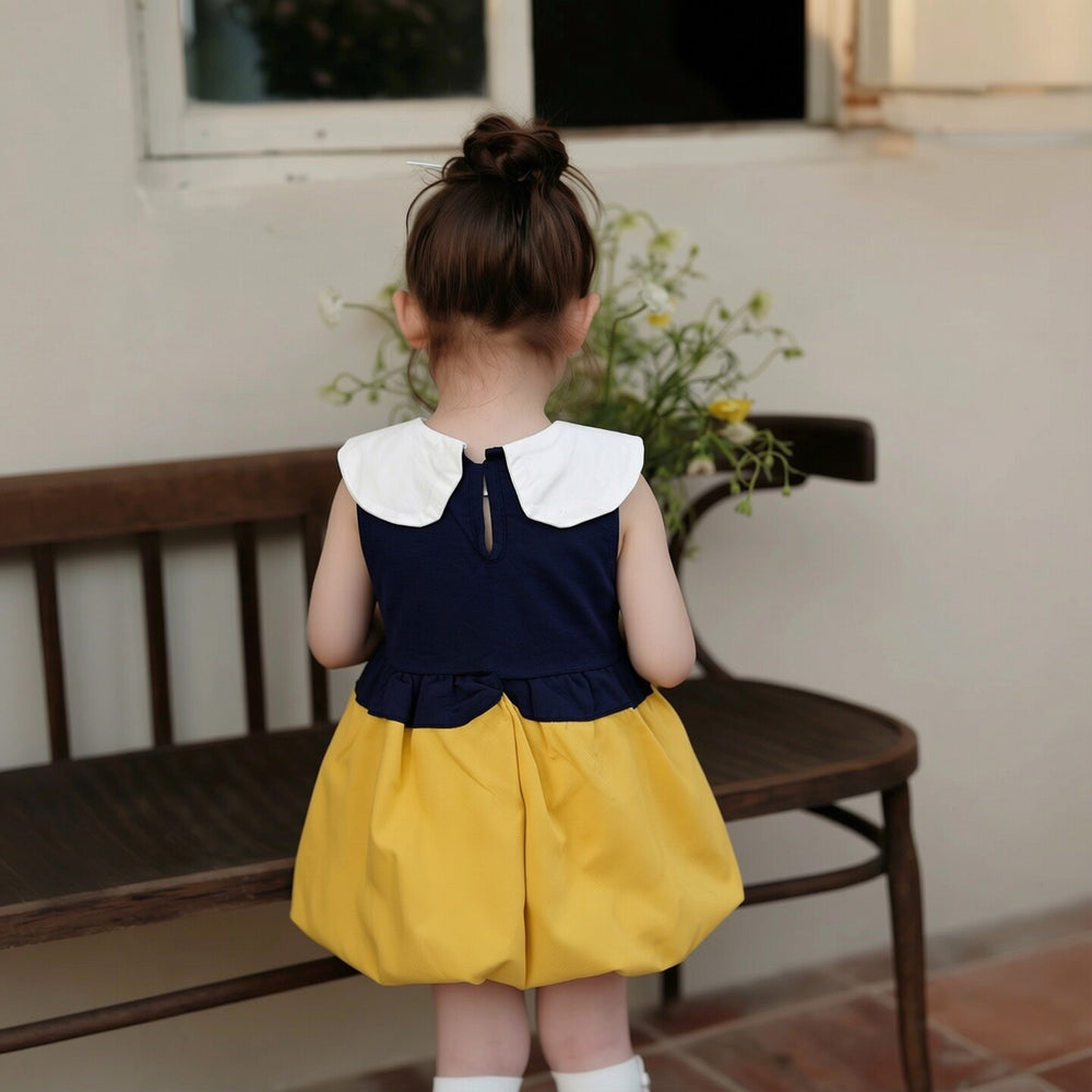 Performance princess dress girls vest dress summer  new kids flower bud dress baby doll collar skirt