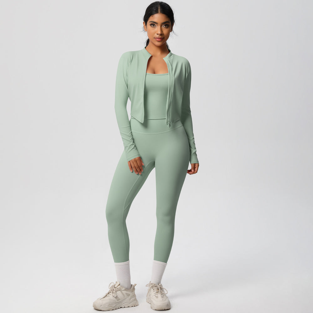 New cloud-like outdoor casual compression yoga set - quick-dry, high-waisted, slimming fitness activewear three-piece set