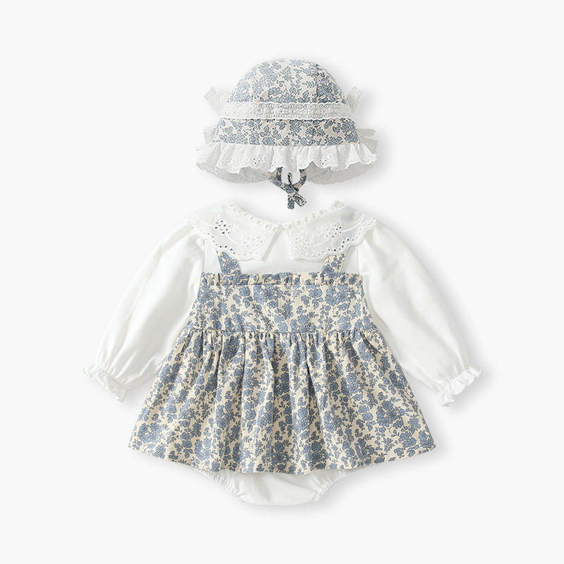Newborn baby clothes autumn fashion girl's romper dress princess floral hundred days long sleeve bodysuit autumn