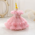 New in stock children's dress floral lace wedding dress princess dress baby girl first birthday dress kids dress