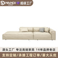 Foshan furniture factory personalized italian normcore tofu block sofa first layer genuine leather small apartment living room house straight row