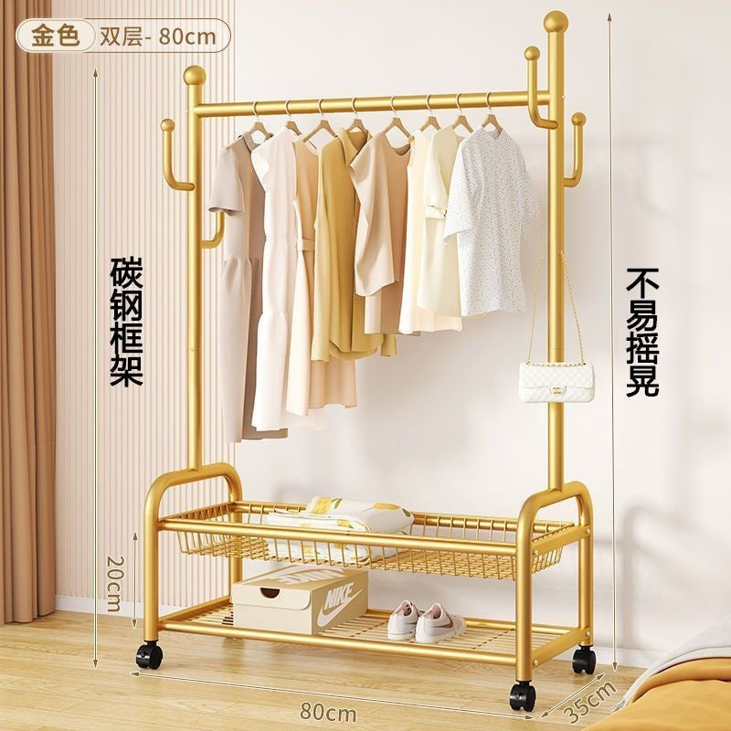 Scandinavian simple clothes drying rack indoor bedroom thickenedmovable floor-standing clothes rack clothes rack floor-standing
